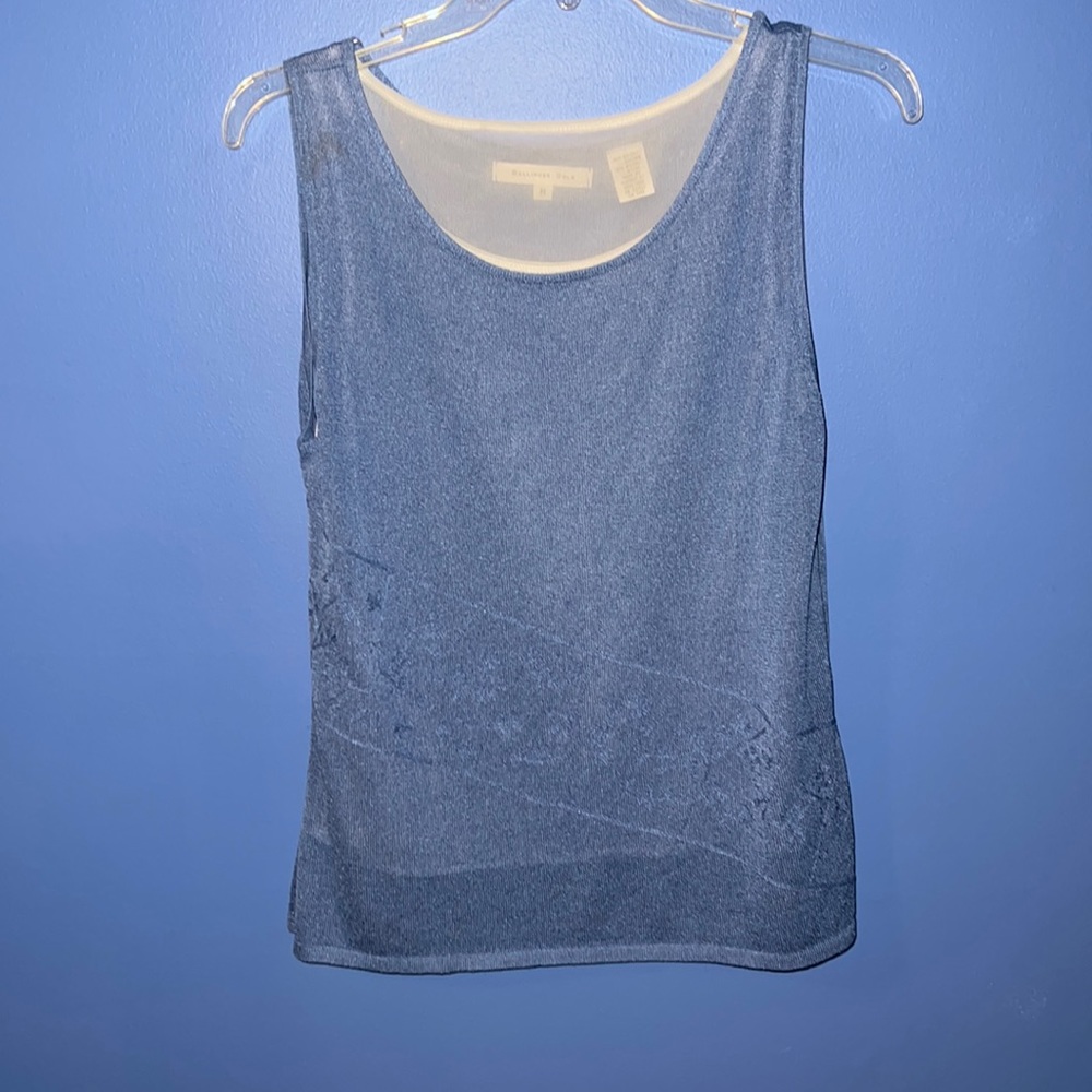 Cute Ballinger.Gold Layered Sleeveless Top Blue & White Size M